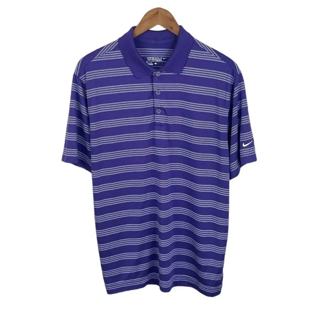 PO501 Mens Nike Golf Dri Fit Tour Performance Striped polo Shirt L